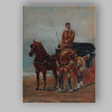 Traditional Horse Drawn Carriage Driver Equestrian Oil Painting Canvas Wall Art Print Decor Picture Ready to Hang