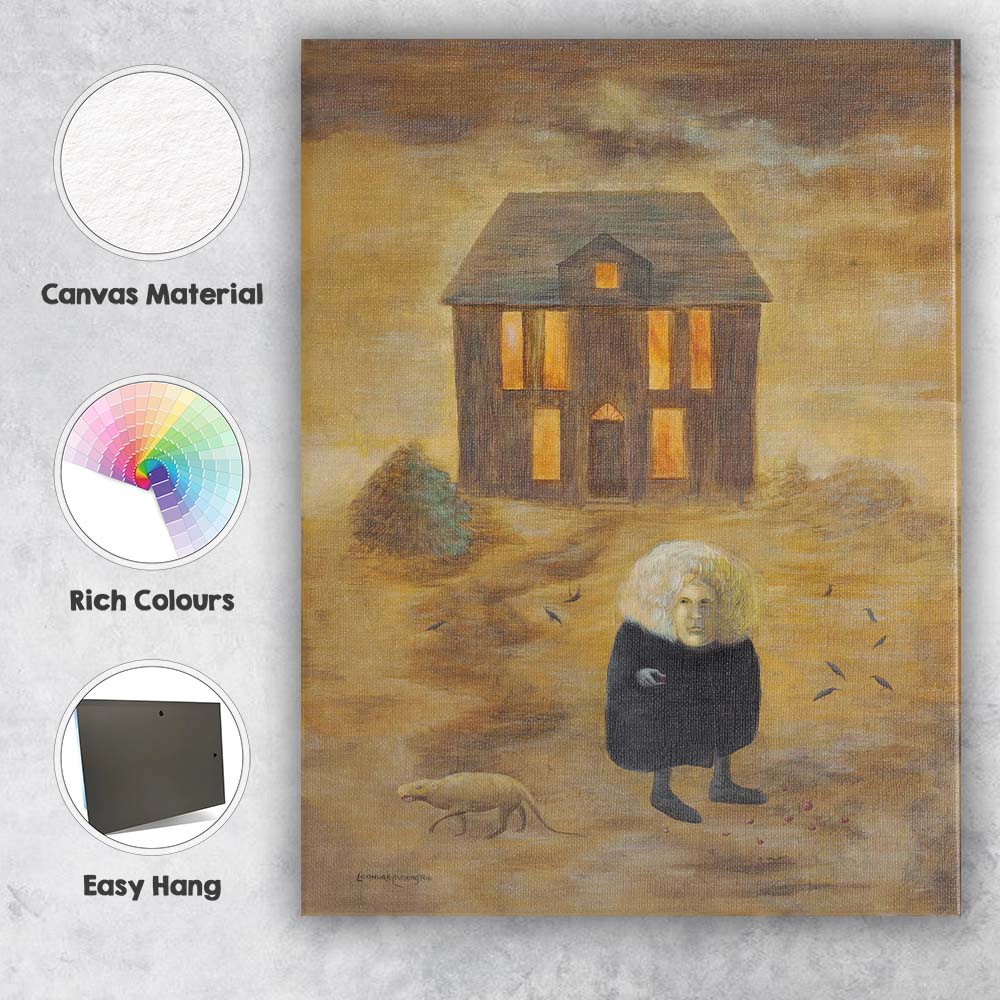 Leonora Carrington Inspired Surreal Figure And House Fantasy Art Canvas Wall Art Print Decor Picture Ready to Hang
