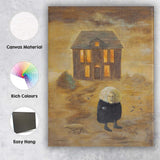 Leonora Carrington Inspired Surreal Figure And House Fantasy Art Canvas Wall Art Print Decor Picture Ready to Hang