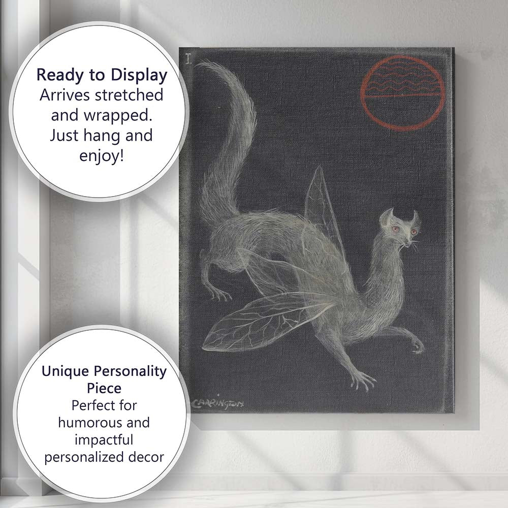 Mystical Winged Cat Fantasy Creature Dark Surreal Artwork Canvas Wall Art Print Decor Picture Ready to Hang