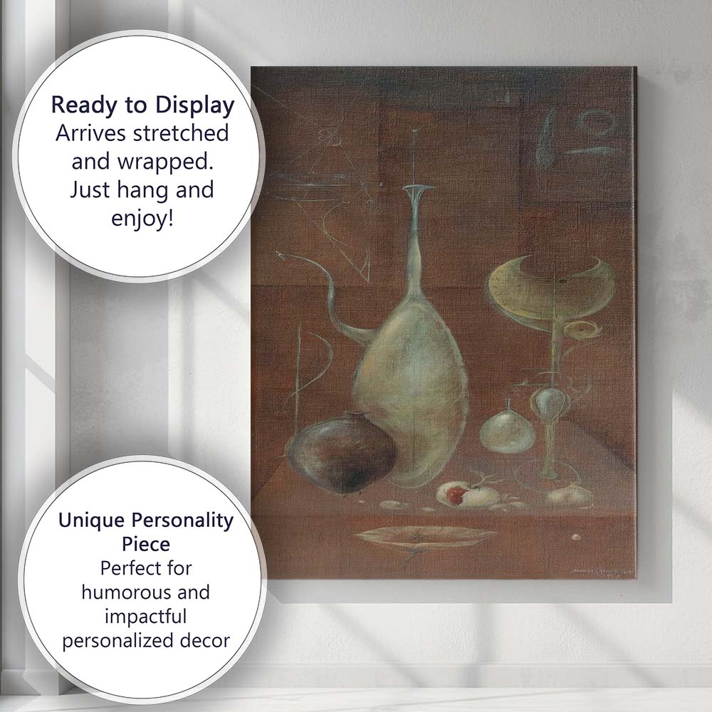 Elegant Surreal Still Life With Abstract Forms Brown Tones Canvas Wall Art Print Decor Picture Ready to Hang