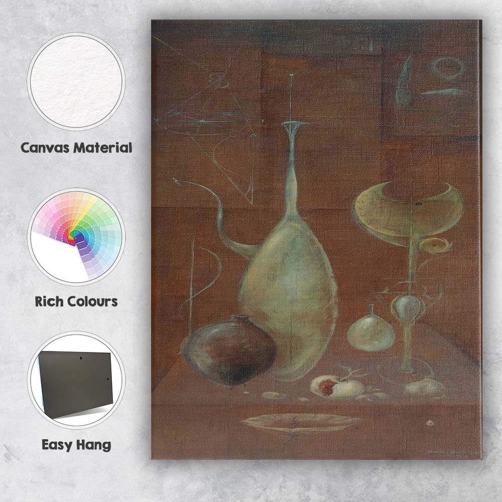 Elegant Surreal Still Life With Abstract Forms Brown Tones Canvas Wall Art Print Decor Picture Ready to Hang