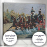 Impressionist Horse Drawn Carriage Racing Scene Rustic Countryside Brown Blue Canvas Wall Art Print Decor Picture Ready to Hang