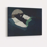 Contemporary Dark Bedroom Reclining Female Figure Blue Green Interior Canvas Wall Art Print Decor Picture Ready to Hang