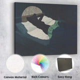 Contemporary Dark Bedroom Reclining Female Figure Blue Green Interior Canvas Wall Art Print Decor Picture Ready to Hang