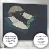 Contemporary Dark Bedroom Reclining Female Figure Blue Green Interior Canvas Wall Art Print Decor Picture Ready to Hang
