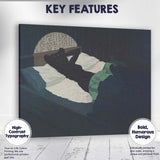 Contemporary Dark Bedroom Reclining Female Figure Blue Green Interior Canvas Wall Art Print Decor Picture Ready to Hang