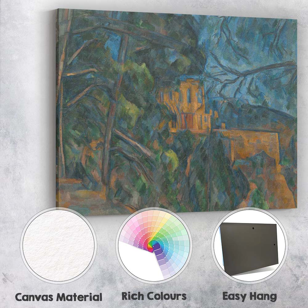 Post Impressionist Woodland House Landscape Blue Green Forest Scene Canvas Wall Art Print Decor Picture Ready to Hang