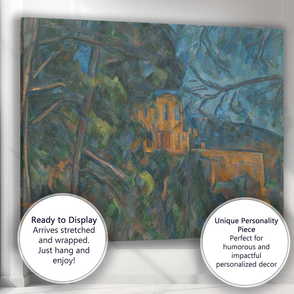 Post Impressionist Woodland House Landscape Blue Green Forest Scene Canvas Wall Art Print Decor Picture Ready to Hang