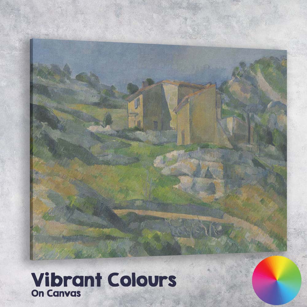 Post Impressionist Hillside Farmhouses Rural Green Valley Landscape Canvas Wall Art Print Decor Picture Ready to Hang