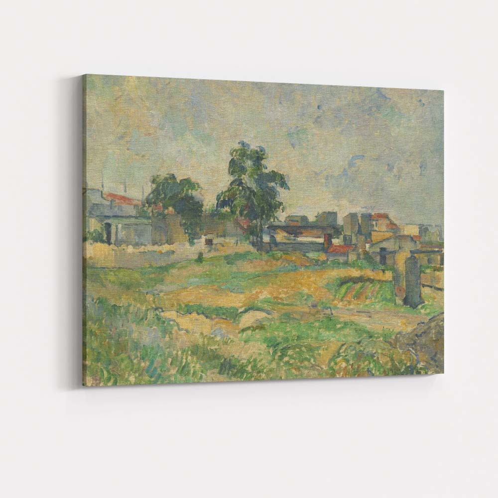 Impressionist Rural Townscape Meadow Landscape Soft Green Pastel Tones Canvas Wall Art Print Decor Picture Ready to Hang