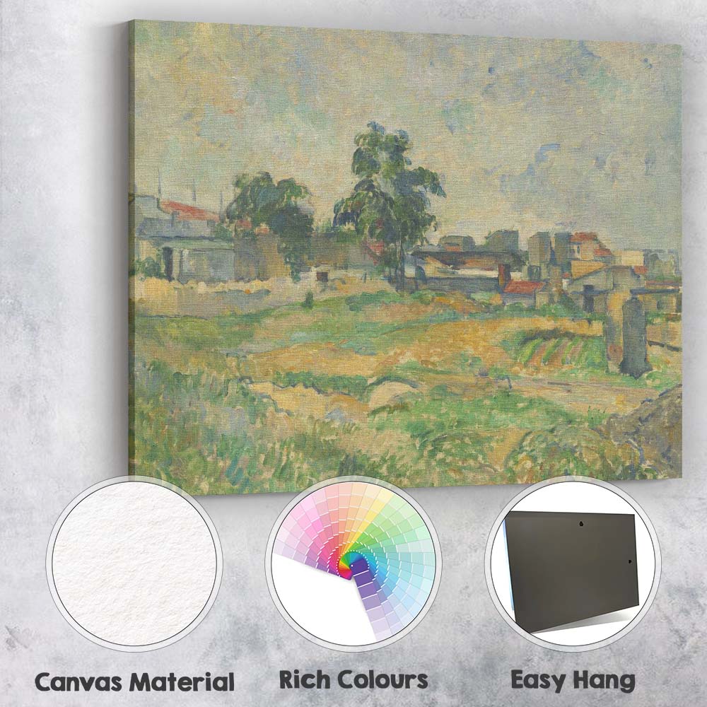 Impressionist Rural Townscape Meadow Landscape Soft Green Pastel Tones Canvas Wall Art Print Decor Picture Ready to Hang