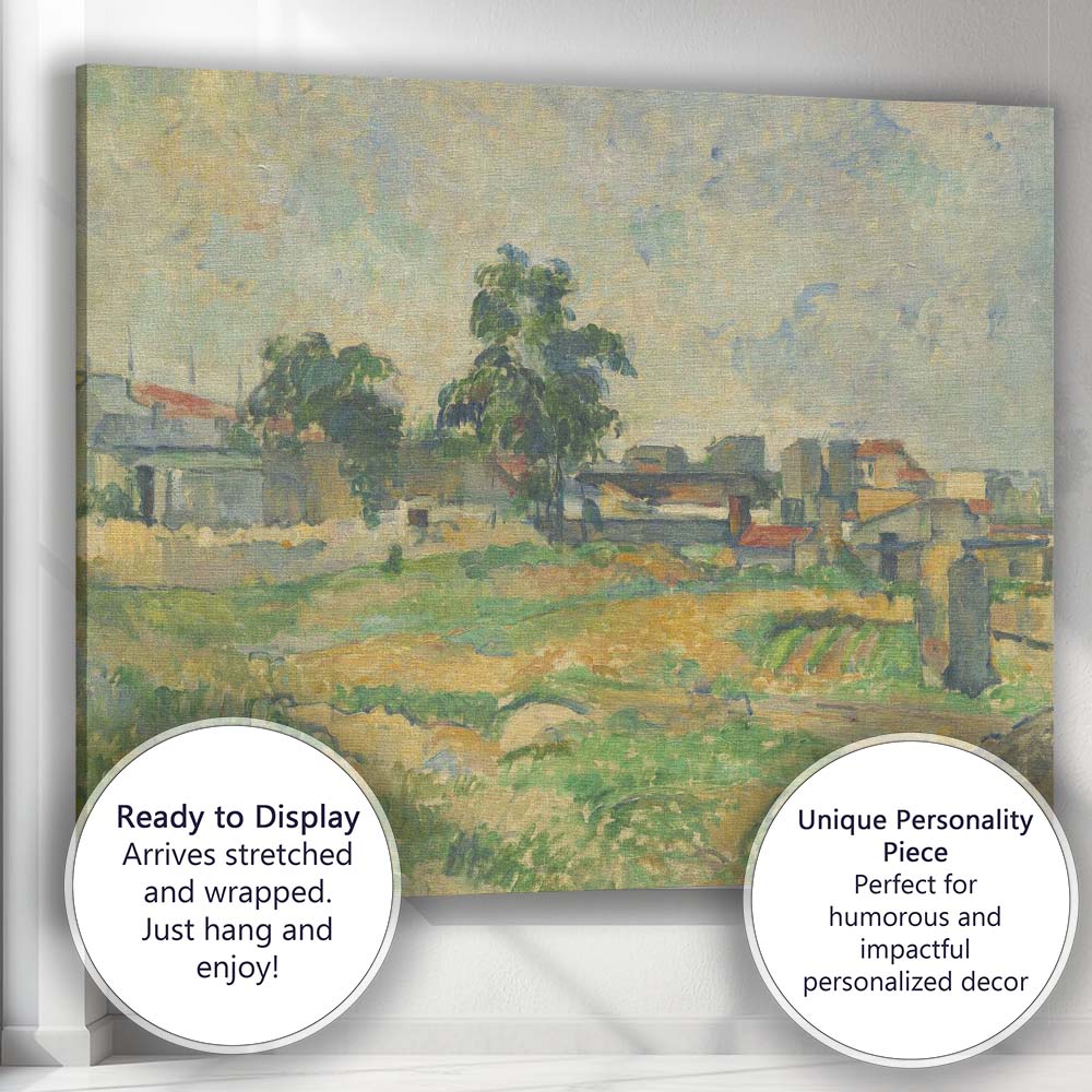 Impressionist Rural Townscape Meadow Landscape Soft Green Pastel Tones Canvas Wall Art Print Decor Picture Ready to Hang