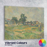 Impressionist Rural Townscape Meadow Landscape Soft Green Pastel Tones Canvas Wall Art Print Decor Picture Ready to Hang