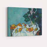 White Draped Table Apples and Flowering Plant Still Life Post Impressionist Canvas Wall Art Print Decor Picture Ready to Hang
