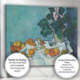 White Draped Table Apples and Flowering Plant Still Life Post Impressionist Canvas Wall Art Print Decor Picture Ready to Hang