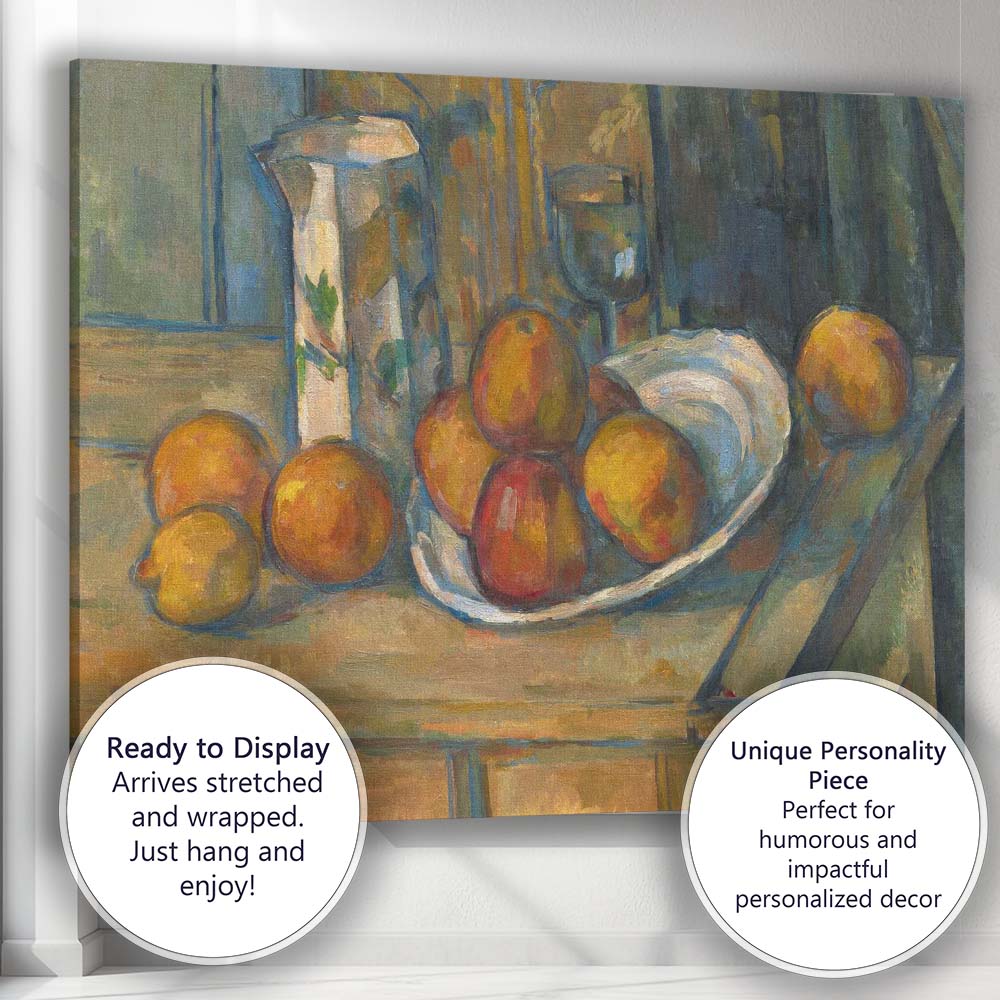 Peaches Pears and Decorative Jug Classic French Still Life Oil Painting Canvas Wall Art Print Decor Picture Ready to Hang