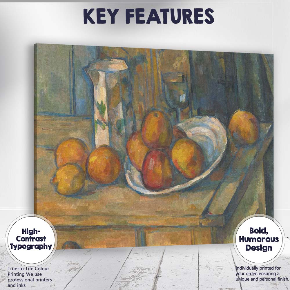 Peaches Pears and Decorative Jug Classic French Still Life Oil Painting Canvas Wall Art Print Decor Picture Ready to Hang