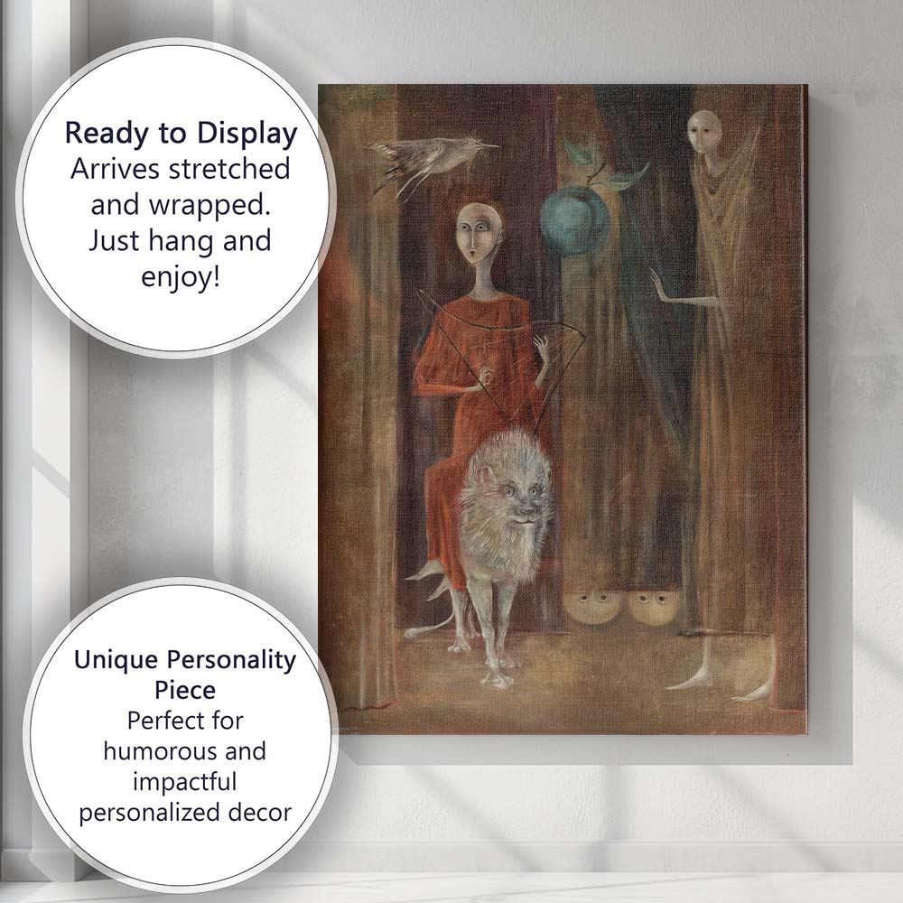 Surreal Figures Bird and Mythical Creature Dreamlike Fantasy Canvas Wall Art Print Decor Picture Ready to Hang
