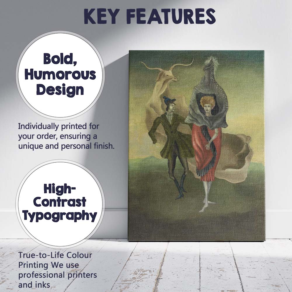 Surreal Fashion Figures with Fantastical Animals Modernist Fantasy Canvas Wall Art Print Decor Picture Ready to Hang