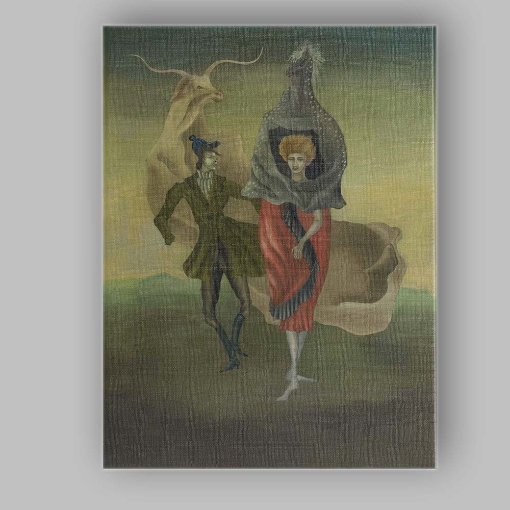 Surreal Fashion Figures with Fantastical Animals Modernist Fantasy Canvas Wall Art Print Decor Picture Ready to Hang