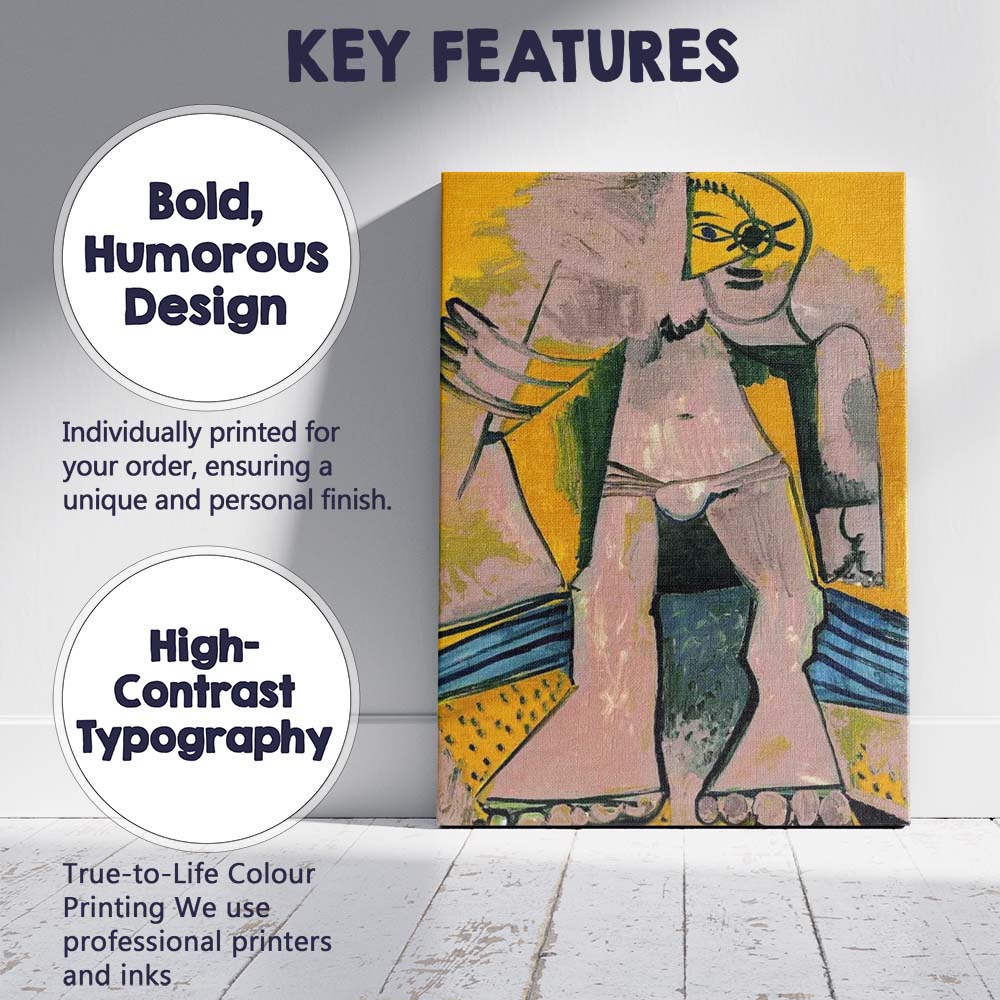 Yellow Cubist Abstract Female Figure Modern Expressionist Artwork Canvas Wall Art Print Decor Picture Ready to Hang