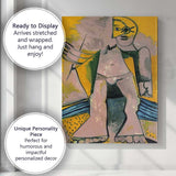 Yellow Cubist Abstract Female Figure Modern Expressionist Artwork Canvas Wall Art Print Decor Picture Ready to Hang