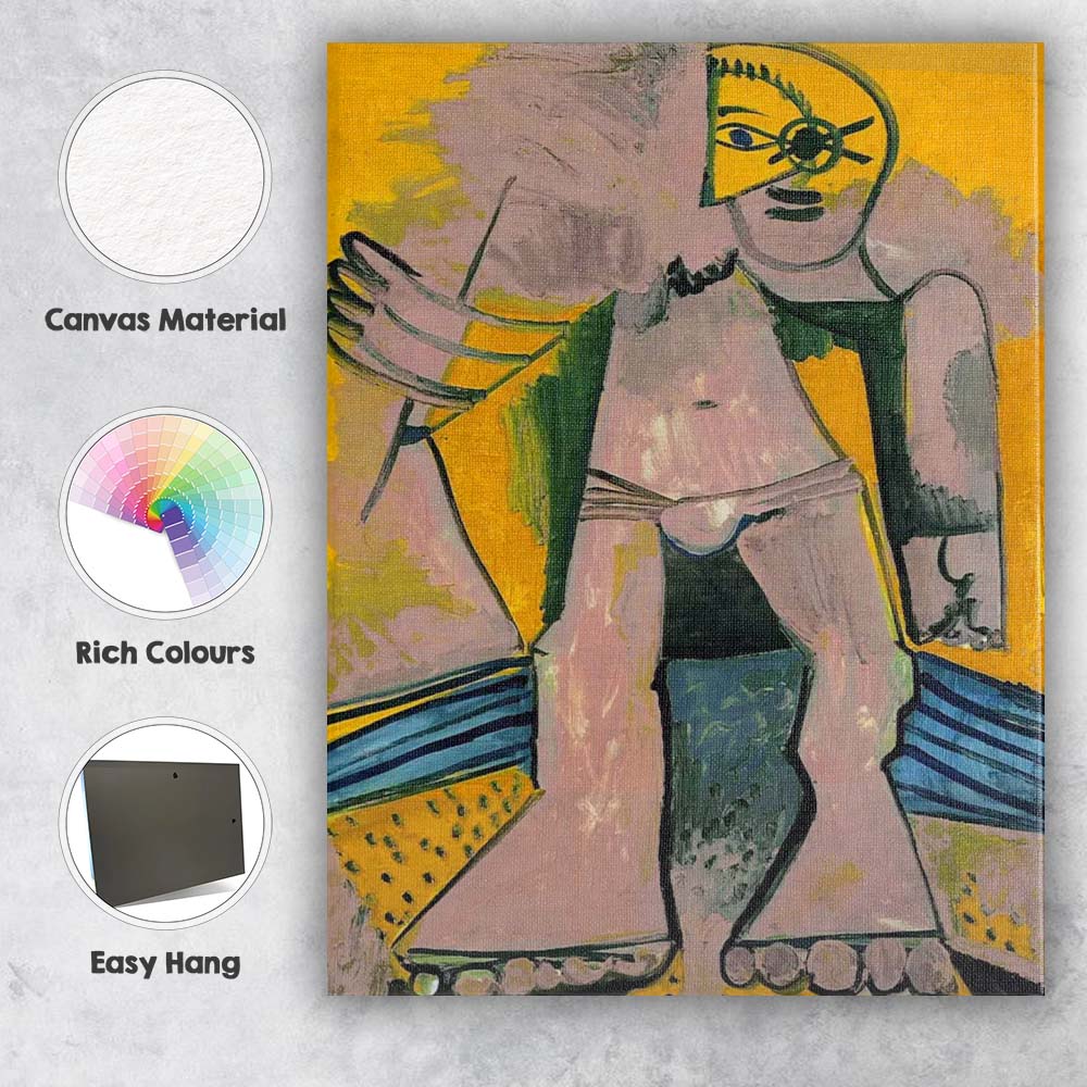 Yellow Cubist Abstract Female Figure Modern Expressionist Artwork Canvas Wall Art Print Decor Picture Ready to Hang