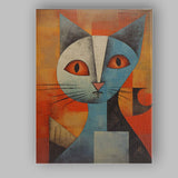 Geometric Blue Cat Portrait Abstract Modern Animal Artwork Canvas Wall Art Print Decor Picture Ready to Hang