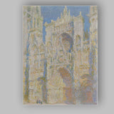 Pastel Blue Impressionist Gothic Cathedral Architecture Painting Canvas Wall Art Print Decor Picture Ready to Hang