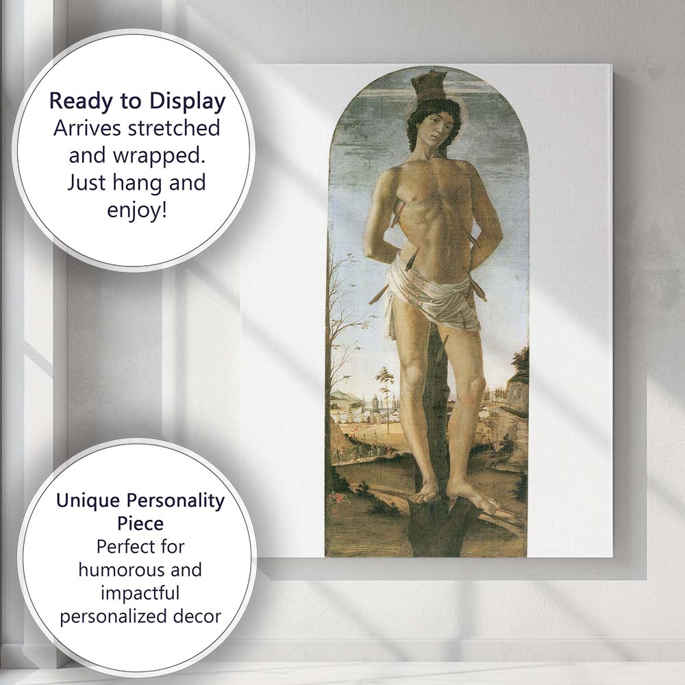 Renaissance Saint Sebastian Religious Figure Classical Painting Canvas Wall Art Print Decor Picture Ready to Hang