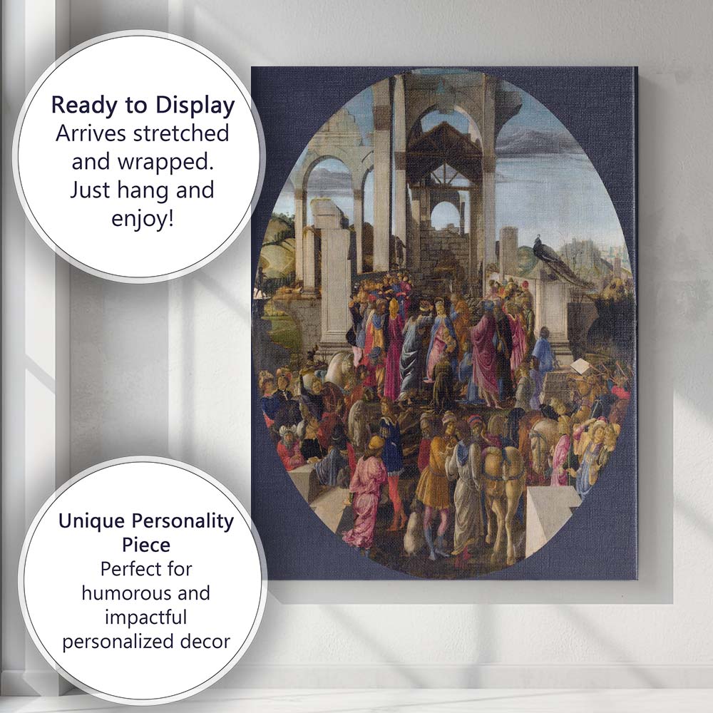 Renaissance Adoration of the Magi Biblical Scene Tondo Painting Canvas Wall Art Print Decor Picture Ready to Hang