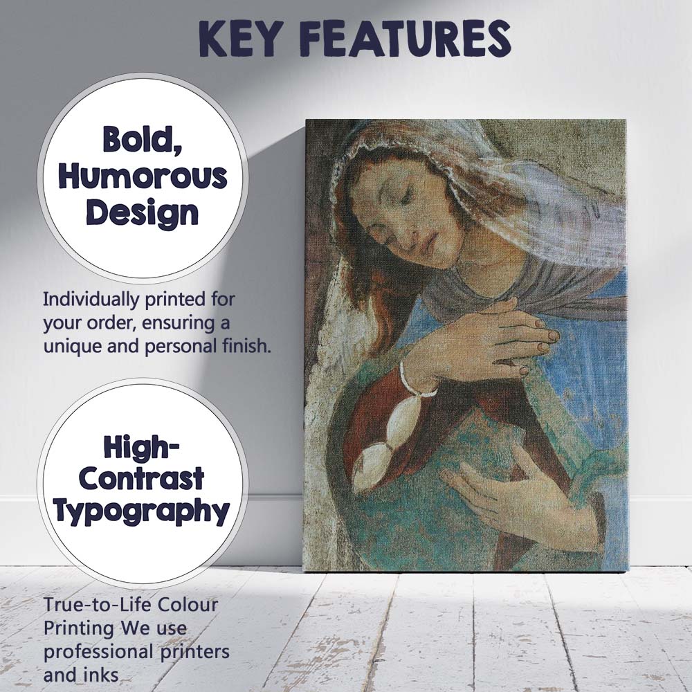 Sacred Renaissance Angel Prayer Detail Blue Robe Fresco Canvas Wall Art Print Decor Picture Ready to Hang