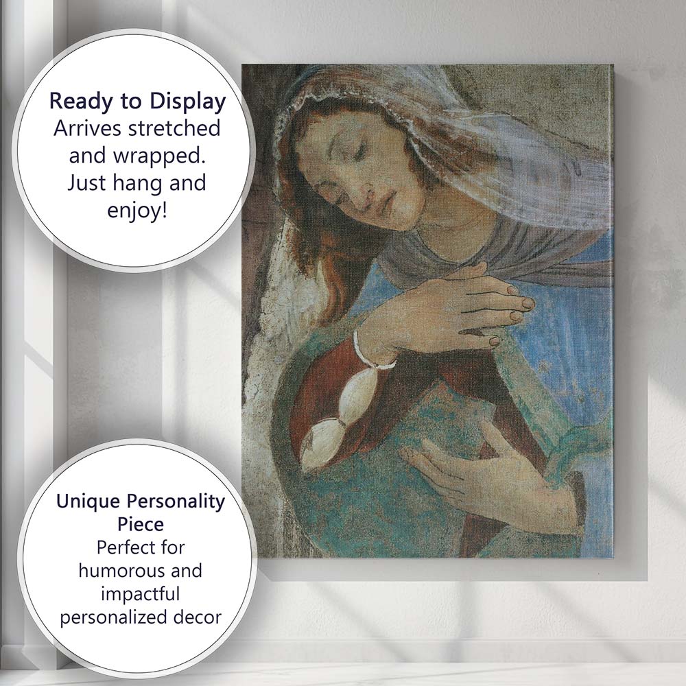 Sacred Renaissance Angel Prayer Detail Blue Robe Fresco Canvas Wall Art Print Decor Picture Ready to Hang