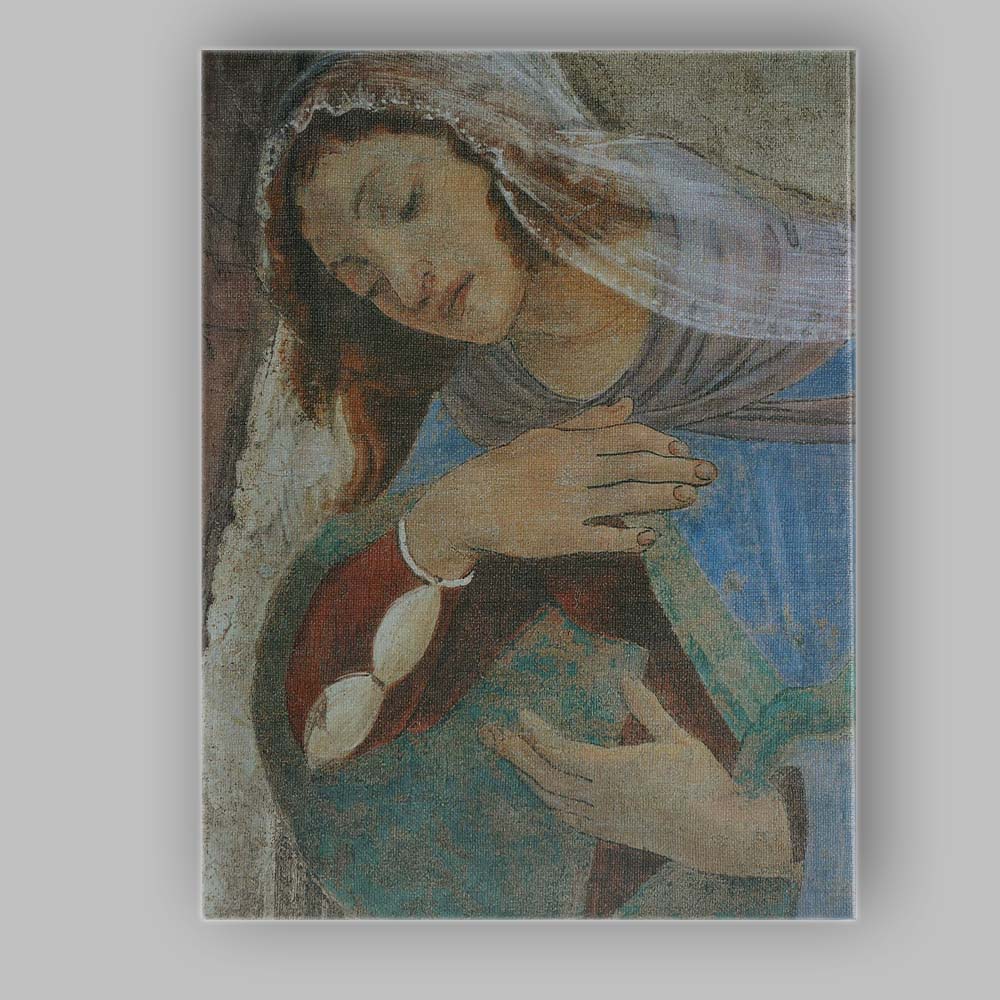 Sacred Renaissance Angel Prayer Detail Blue Robe Fresco Canvas Wall Art Print Decor Picture Ready to Hang