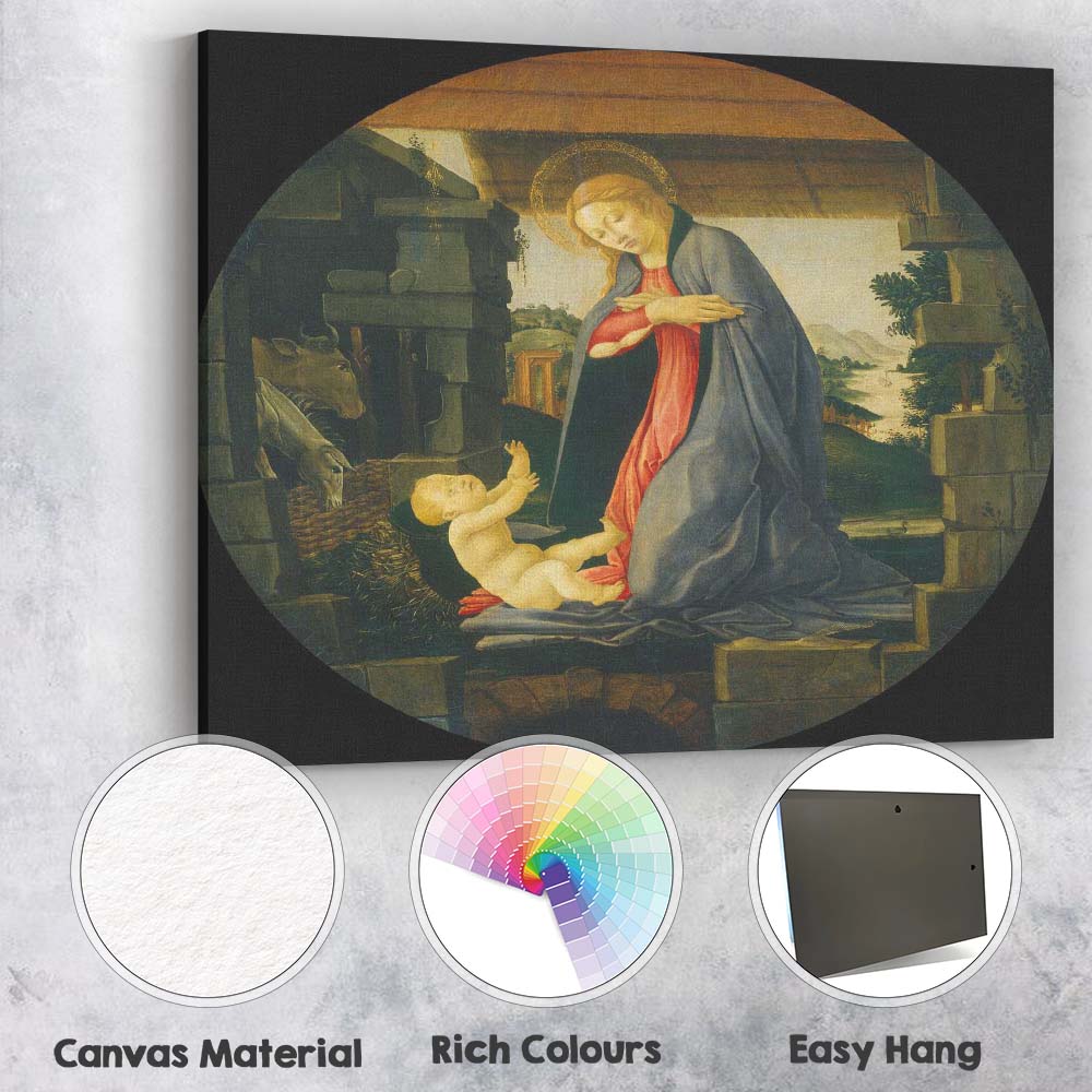 Madonna And Child Nativity Renaissance Tondo Religious Artwork Canvas Wall Art Print Decor Picture Ready to Hang