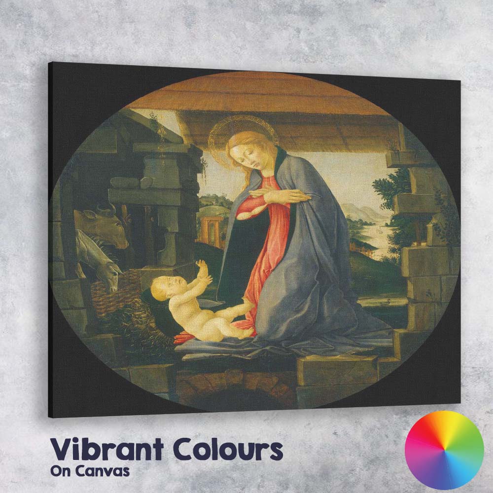 Madonna And Child Nativity Renaissance Tondo Religious Artwork Canvas Wall Art Print Decor Picture Ready to Hang