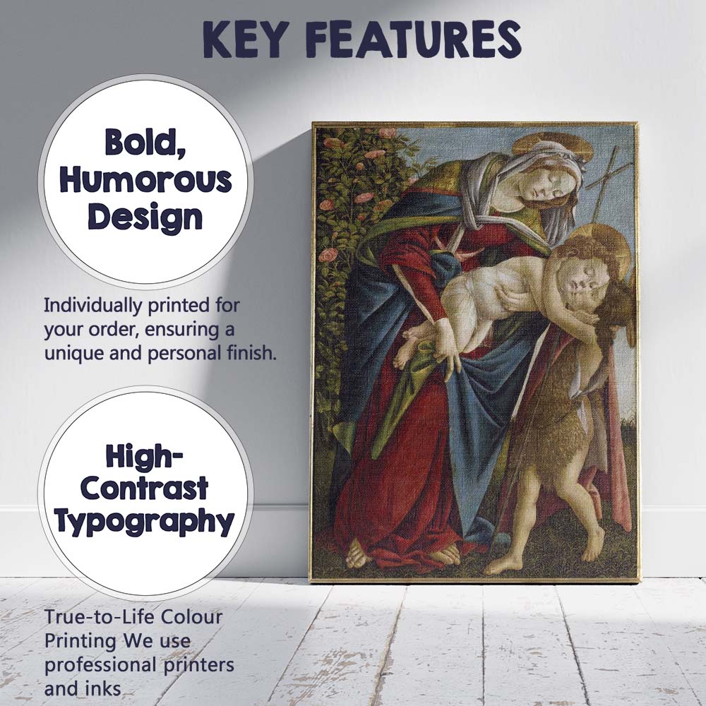 Madonna Child And Infant Saint John Renaissance Painting Canvas Wall Art Print Decor Picture Ready to Hang
