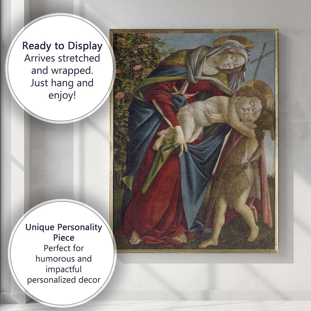 Madonna Child And Infant Saint John Renaissance Painting Canvas Wall Art Print Decor Picture Ready to Hang