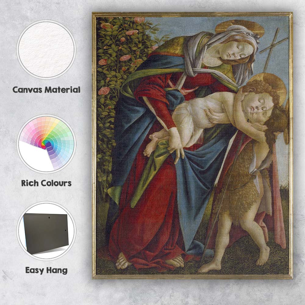 Madonna Child And Infant Saint John Renaissance Painting Canvas Wall Art Print Decor Picture Ready to Hang