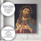 Sacred Christ Portrait with Crown of Thorns Gold Halo Renaissance Canvas Wall Art Print Decor Picture Ready to Hang