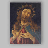 Sacred Christ Portrait with Crown of Thorns Gold Halo Renaissance Canvas Wall Art Print Decor Picture Ready to Hang