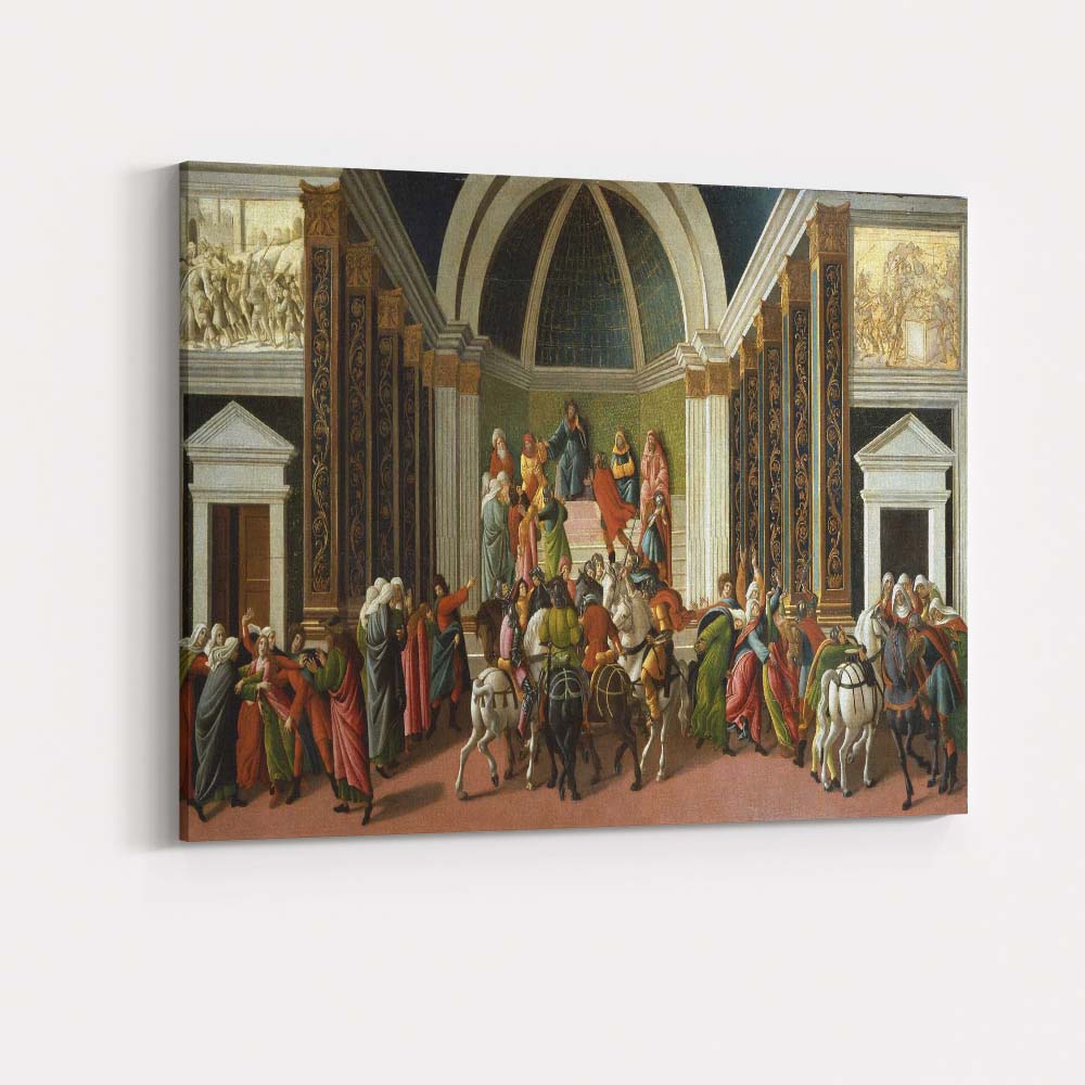 Biblical Temple Uprising with Mounted Soldiers Renaissance Narrative Canvas Wall Art Print Decor Picture Ready to Hang