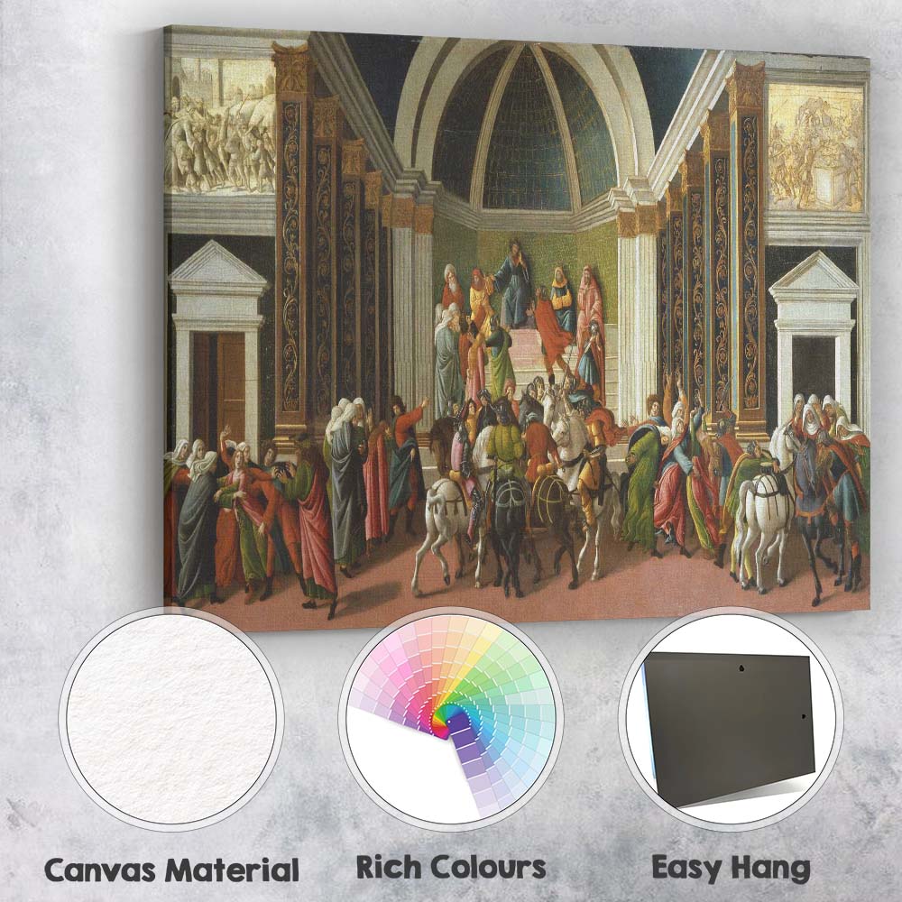 Biblical Temple Uprising with Mounted Soldiers Renaissance Narrative Canvas Wall Art Print Decor Picture Ready to Hang