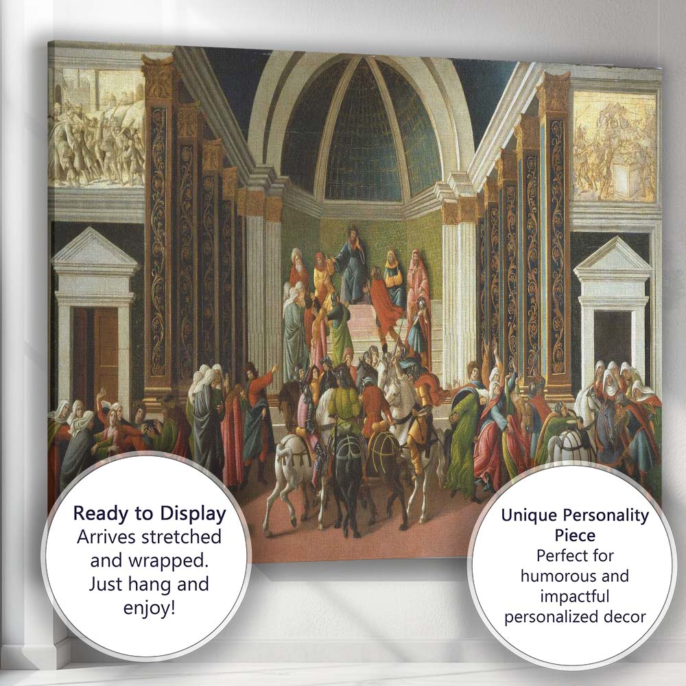Biblical Temple Uprising with Mounted Soldiers Renaissance Narrative Canvas Wall Art Print Decor Picture Ready to Hang