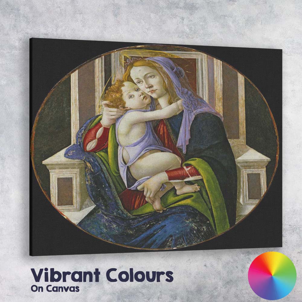 Tender Madonna and Child Roundel Renaissance Religious Canvas Wall Art Print Decor Picture Ready to Hang