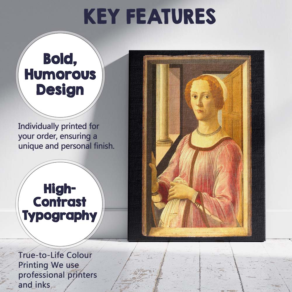 Elegant Renaissance Lady Portrait in Pink Dress Classical Canvas Wall Art Print Decor Picture Ready to Hang