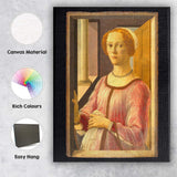 Elegant Renaissance Lady Portrait in Pink Dress Classical Canvas Wall Art Print Decor Picture Ready to Hang