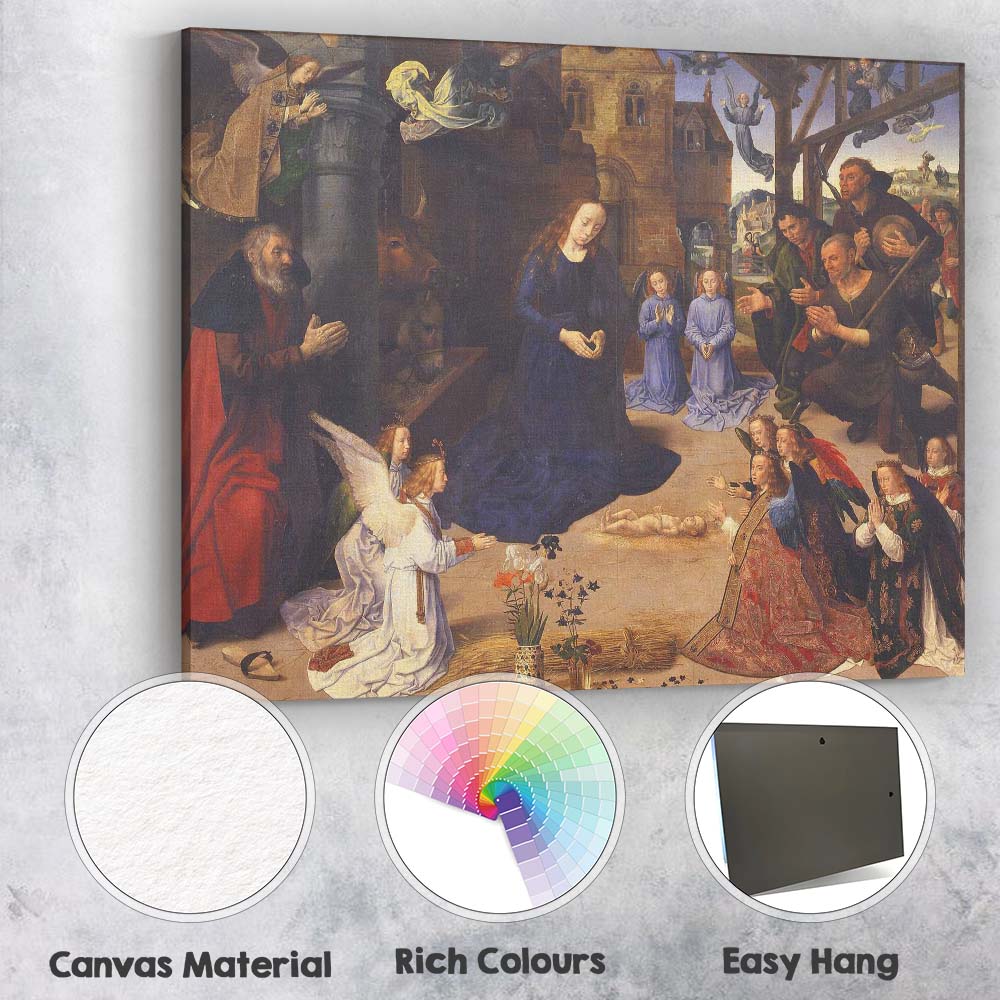 Adoration of the Christ Child with Angels and Shepherds Renaissance Canvas Wall Art Print Decor Picture Ready to Hang