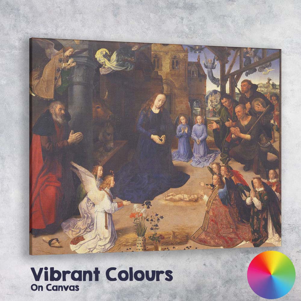 Adoration of the Christ Child with Angels and Shepherds Renaissance Canvas Wall Art Print Decor Picture Ready to Hang